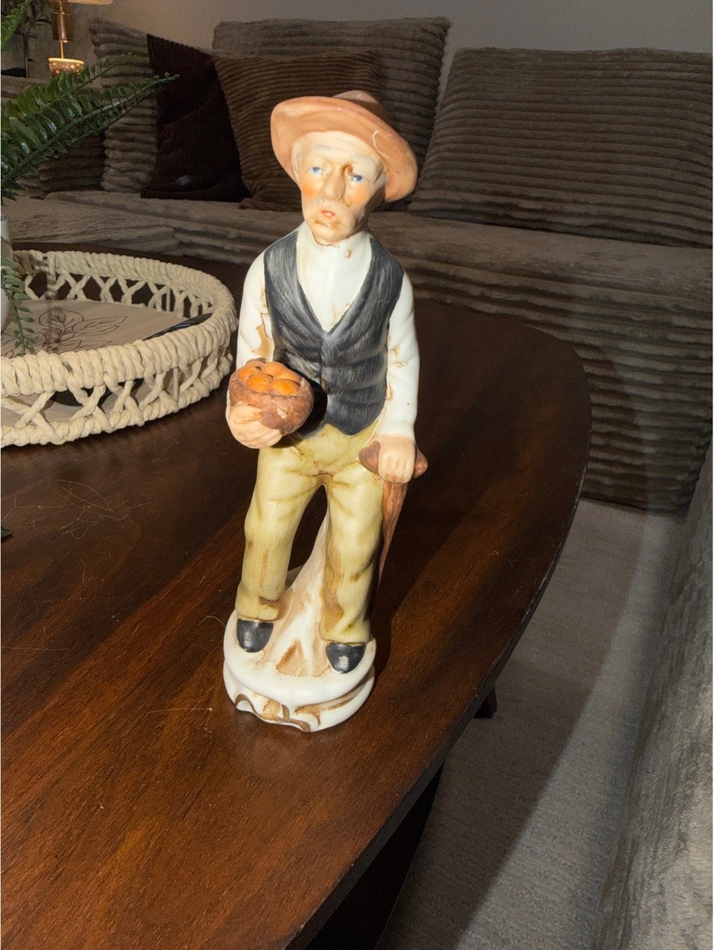 Porcelain Man Figurine with Dog